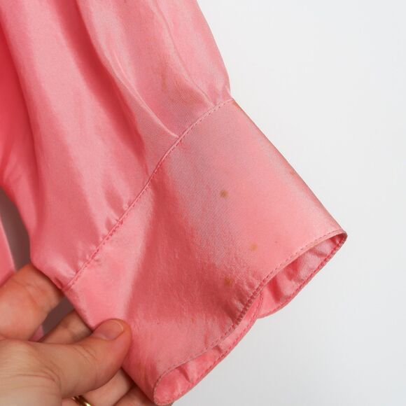 Christie & Jill Silk Button Up Shirt Size Large Pink Vintage Career 90s Barbie - Picture 7 of 12